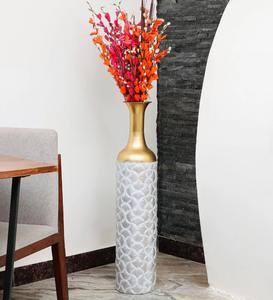 Florero alto de hierro hecho a mano, elegante diseño costero, acabado en negro mate con recubrimiento de polvo, decoración de suelo Interior moderna - Product Image 1