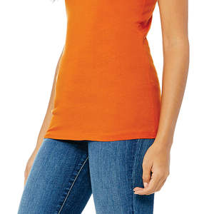 T-Shirt moulant en coton peigné 100% Airlume pour femme, longueur du corps plus longue avec bandes d'épaule et anneaux filés 32 simple 4.2 oz en corail - Product Image 5