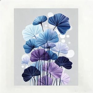 Modern Blue Purple Gradient Foliage <b>Canvas</b> Print Wall Art No <b>Frame</b> Rectangle Medium Size Home Decoration Plant Design - Product Image 1