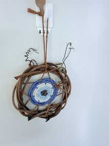 Colgante de pared de arte étnico con motivo de vida de pueblo, auténtico textil Popular Indio para compradores de artesanía colgante de pared hecho a mano de madera - Product Image 4