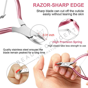 Coupe-ongles à poignée de couleur rose Produit antidérapant Pince à cuticules en acier inoxydable personnalisée du Pakistan Écologique - Product Image 5