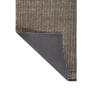 Tapis rectangulaire fait main en laine et soie de bambou bleu uni et à motifs abstraits HWB-1023 pour couloir, en viscose, pour la maison - Product Image 5