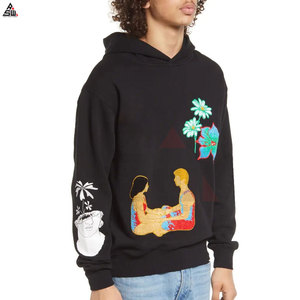 Pull à capuche surdimensionné en molleton de coton avec logo personnalisé brodé pour hommes, manches longues, respirant, prêt pour l'hiver - Product Image 5