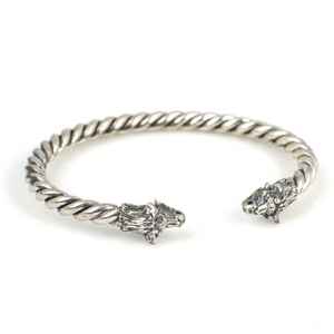 Unisex <b>Sterling</b> <b>Silver</b> Bull's Head Twist <b>Cuff</b> <b>Bracelet</b> Fashion 20.26g 5.8cm Diameter - Product Image 2
