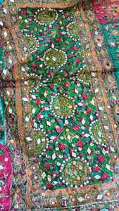 2025 <b>Women's</b> Luxury Embroidered Silk <b>Shawl</b> Heavy Mirror Work Chunari Duppata Printed Ethnic Style Wedding <b>Shawl</b> Customized Color - Product Image 2