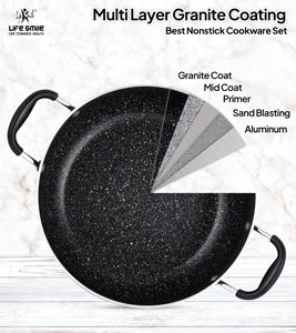 Marmite en granit de qualité supérieure antiadhésive avec couvercle en verre et bord en silicone - Product Image 4