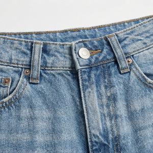 Jeans Rectos de Cintura Media Transpirables para Mujer, Diseño de Mezclilla Ligero y Cómodo, Color Personalizado, Ropa Casual Urbana de Algodón - Product Image 4