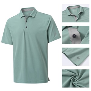 เสื้อโปโลแขนสั้นธุรกิจลำลองสำหรับผู้ชายระบายอากาศได้ดีผ้าถักพิมพ์ลาย/พืช/สีพื้นสำหรับลำลอง - Product Image 6