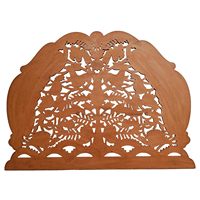 Tête de lit Queen en bois sculpté artisanal Smart Art, réglable en hauteur, éclairée, style artisanal rustique, brun brûlé, en MDF, mobilier de chambre