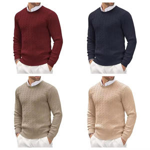 Suéter de Cuello Redondo de Punto Trenzado para Hombre, Proveedor OEM, Pedidos al por Mayor Personalizados, Suéter de Invierno Hecho a Medida para el Mercado Estadounidense - Product Image 3