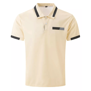 T-shirt de golf premium pour homme, manches courtes, kaki uni, en toile, séchage rapide, personnalisé, coupe ajustée, boutonné, tendance - Product Image 1