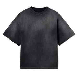T-shirt en coton 100% pour homme, surdimensionné, en maille épaisse, lavé, en gros, uni, design personnalisé, lavage à l'acide, vintage - Product Image 6