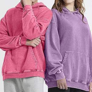 High Quality 100% Cotton Acid Washed Hoodie Embroidered High Street <b>Vintage</b> Style Winter Old <b>Sweater</b> Stone Washed Look Wholesale - Product Image 6