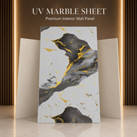 Panneau mural en PVC brillant MORLENX gris clair, charbon, or, marbre UV pour la décoration intérieure moderne des hôtels et bureaux