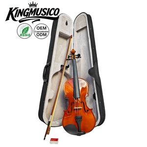 Violín KINGMUSICO 4/4 con tapa de abeto, diapasón de tilo teñido, clavijas de ébano teñido y cordal de fibra de carbono - Product Image 6