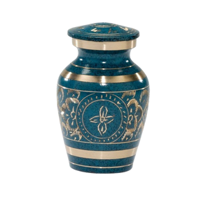 Urne funéraire élégante en laiton bleu, motif grec, pour cendres d'adultes, urne commémorative, bande grecque métallique bleue, urne funéraire pour humain. - Product Image 6