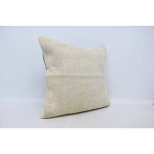 28x28 Inch Beige Ikat Patchwork Wool <b>Pillow</b> Soft Vintage Embroidered Fabric Decorative Cushion for Sofa or Home Use - Product Image 3