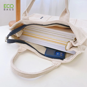 Sac fourre-tout en velours côtelé, fabricant OEM ODM, vente en gros, prix bon marché, fabriqué au Vietnam, 2023 - Product Image 5