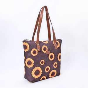 Sac fourre-tout en toile tournesol brun foncé pour femmes - Product Image 3