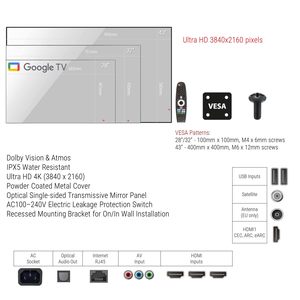 43 Inches Smart <b>TV</b> Mirror for Bathroom Waterproof with Voice Control and Wi-Fi - Product Image 1
