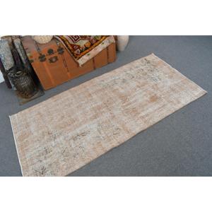 Vintage Accent Rug 3x6.2 ft, Turkish <b>Brown</b> Moroccan <b>Wool</b> Rug - Product Image 1