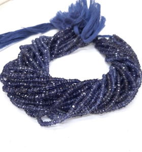 2-2.50MM Natural Blue Iolite Faceted Rondelle <b>Beads</b> <b>Loose</b> Gemstone <b>Beads</b> for Jewelry Making Wholesale Stone <b>Beads</b> - Product Image 1