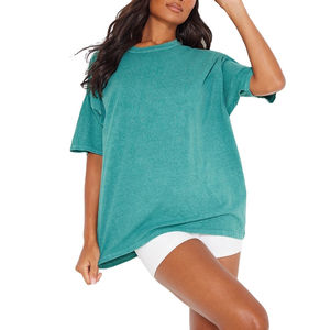 Camiseta de Verano Ecológica con Lavado Ácido para Mujer, Venta al Por Mayor, Logotipo Personalizado OEM, Talla Grande, Corte Ajustado, Poliéster/Algodón, Manga Corta - Product Image 1