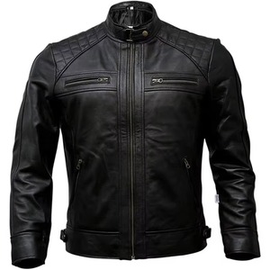 Venta al por mayor de los hombres de pie de cuello Formal chaqueta de cuero Slim Fit cremalleras frontal logotipo personalizado OEM suelta a prueba de viento impermeable - Product Image 1