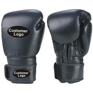 Gants de boxe en cuir PU à la mode pour l'entraînement des Arts martiaux, nouveau Logo OEM noir rouge, couleur thaïlandaise, matériau pour adultes, Type d'origine