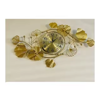 Jam Dinding Quartz Modern Art Deco Azora Industries Jarum Logam Antik Motif Daun Abstrak Geometris Dapat Disesuaikan untuk Ruang Tamu