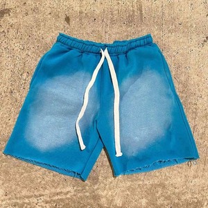<b>Men's</b> Vintage Acid Wash Faded 100% Cotton Solid Streetwear <b>Shorts</b> High Quality Eco-Friendly Thick Drawstring Applique <b>Patch</b> - Product Image 1