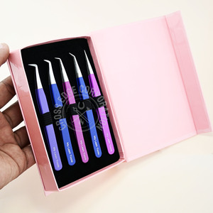 Meilleur Choix Pince à Épiler Droite à 45 Degrés pour Extensions de Cils, Pointe Fine en Fibre, Prise Solide, Outil Antidérapant - Product Image 1