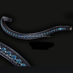 Nouveau design élégant en cuir de grain supérieur noir en forme de vague 1 rangée de chaîne bling en cristal violet avec boucle à pression réglable - Product Image 6