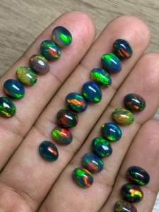 6x8mm noir opale lisse Cabochon taille de calibrage Top qualité éthiopienne Welo opale pour la fabrication de bijoux à B2B prix d'usine - Product Image 2