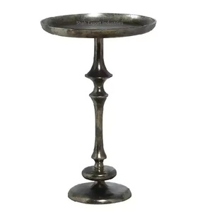 Table centrale en métal décorée ronde en nickel noir pour la maison Table de meubles de chambre d'hôtel Table d'appoint en aluminium sculptée à la main - Product Image 1