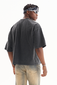 Vintage <b>Acid</b> Wash Men'S Distressed T-Shirt Oversized <b>Drop</b> Shoulder 100% Cotton Streetwear Heavyweight Custom Unisex Boxy T-Shirt - Product Image 2