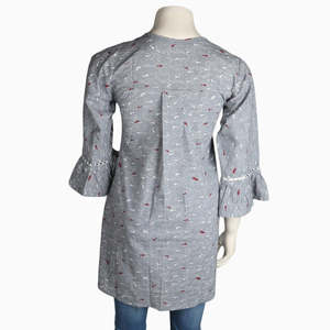 Women's Printed Casual Shirt - Grey - Product Image 2