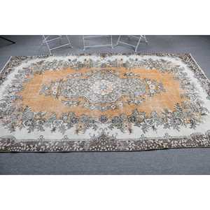 Vintage Turkish Large Rug 5.3x9 ft (163x274 cm), <b>Yellow</b> Moroccan Rug - Product Image 3