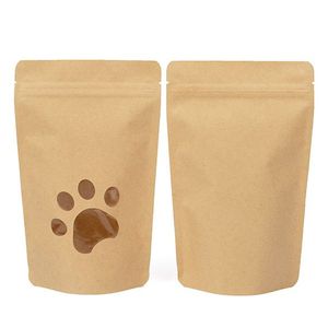 Self Custom Printed Zipper Lock PET CPP BOPP Matte <strong>Dog</strong> Cat Puppy Food Packaging Bag with Paw Window Coffee Snack Candy Top Tear - Product Image 3