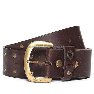 Cinturón vintage de cuero genuino para caballero, hebilla de pin de metal de buena calidad, fabricación profesional - Product Image 6