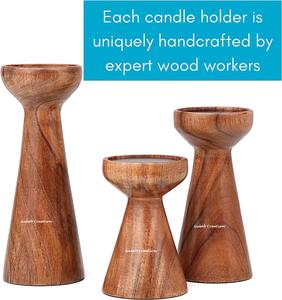 Soporte de madera de mango artesanal para velas, soporte de madera rústica para decoración de hogar, mesa y eventos - Product Image 4