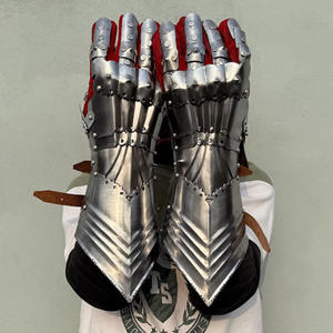 Guantes de Armadura Medieval de Metal Plateado Pulido, Disfraz de Caballero Personalizado - Product Image 5