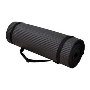 Tappetino da yoga GoYoga+ 71x24 pollici con imbottitura per ginocchia e cinghia BalanceFrom Fitness in schiuma nera - Product Image 3