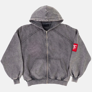 Custom Men's Cotton Oversize Drop Shoulder <b>Zip</b> <b>up</b> Hoodies Streetwear <b>Vintage</b> Acid Wash Heavyweight Blank <b>Zip</b> <b>Hoodie</b> for Men - Product Image 5
