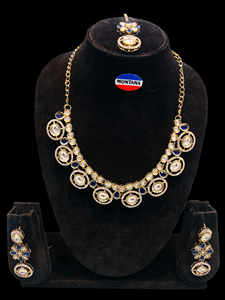 ชุดสร้อยคอหินทองแดง Kundan สไตล์ชาติพันธุ์เครื่องประดับแฟชั่นโลหะผสมสำหรับงานแต่งงานงานหมั้นของขวัญครบรอบ - Product Image 5