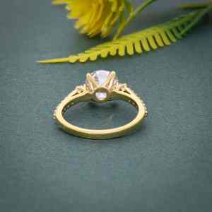 Best Offer IGI Certified VVS Round Cut Lab Grown Diamond Gold Plated 925 Silver Pave <b>Set</b> Trio Engagement <b>Ring</b> Jewelry <b>For</b> <b>Women</b> - Product Image 4