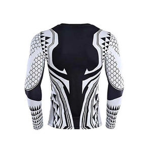 Rashguard MMA à manches longues de qualité supérieure pour hommes, respirant, en spandex/nylon, imprimé par transfert thermique, deux tons, vêtements de sport pour la remise en forme - Product Image 2