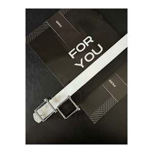 Square <b>Buckle</b> Women's <b>Belt</b>, Trouser <b>Belt</b>, Jacket <b>Belt</b>, Dress <b>Belt</b> - Black and White - Product Image 4