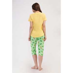 Traje de dormir capri ovalado de manga corta con cuello redondo para mujer - Product Image 1