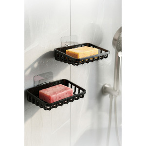 Juego de 6 organizadores de baño Banyor, adhesivos, de plástico, rectangulares, para champú, cepillos de dientes, jabón, con soporte para colgar, fáciles de instalar - Product Image 6